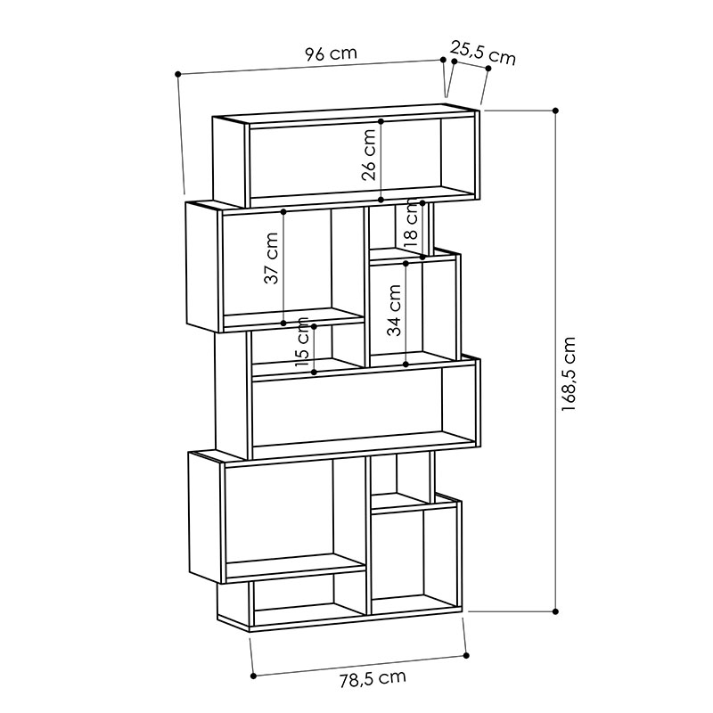 Βιβλιοθήκη Karmato Pakoworld Χρώμα Φυσικό 96X25,5X168,5Εκ