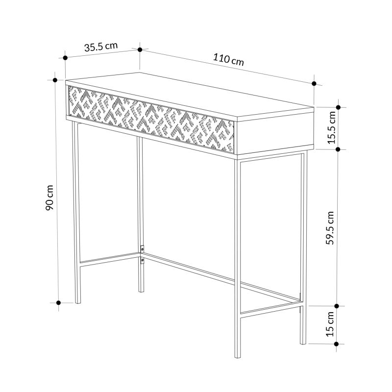 Κονσόλα Elettra Pakoworld Καρυδί-Μαύρο 110X35.5X90Εκ