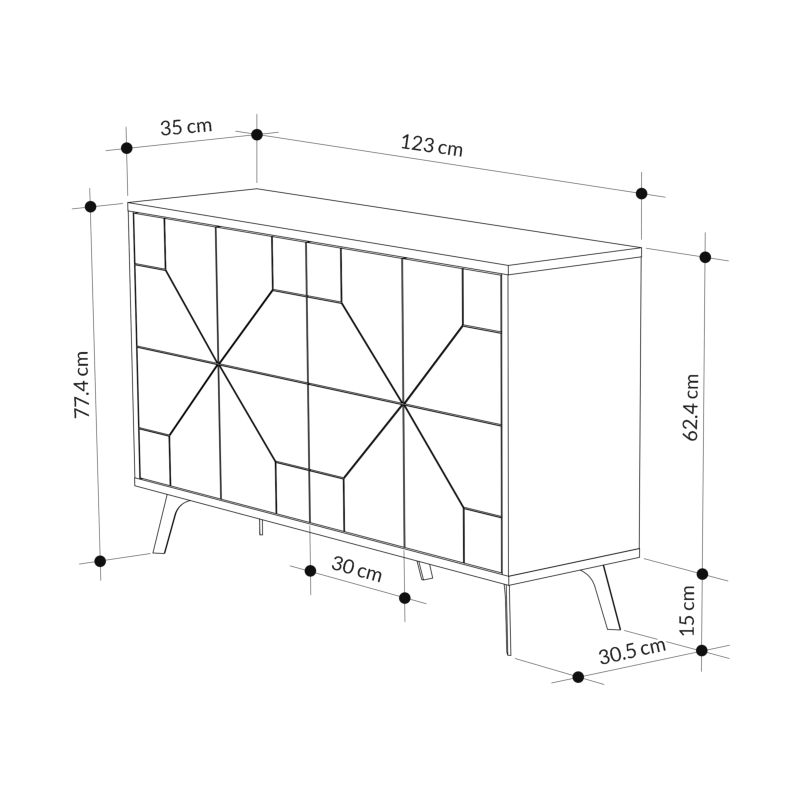 Μπουφές Ursula Pakoworld Φυσικό-Μαύρο 123X35X77.5Εκ