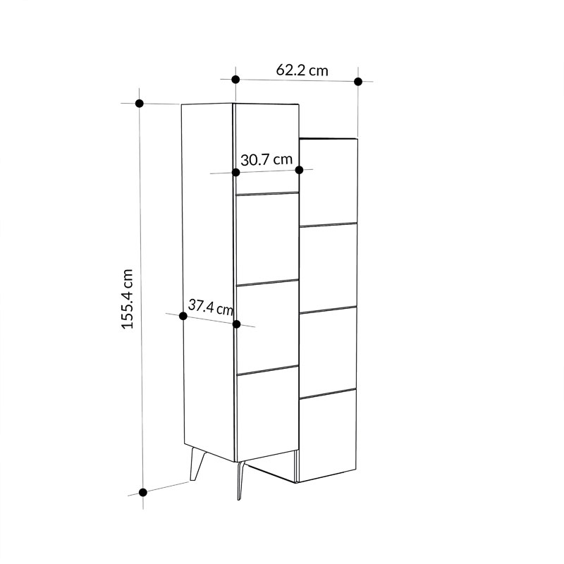 Ντουλάπι-Στήλη Romane Pakoworld Μόκα 62.2X37.4X155.4Εκ