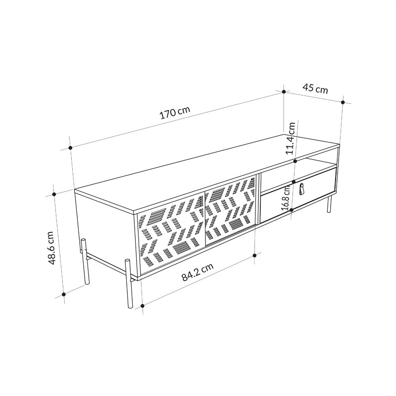 Έπιπλο Τηλεόρασης Melati Pakoworld Λευκό 170X45X48.5Εκ