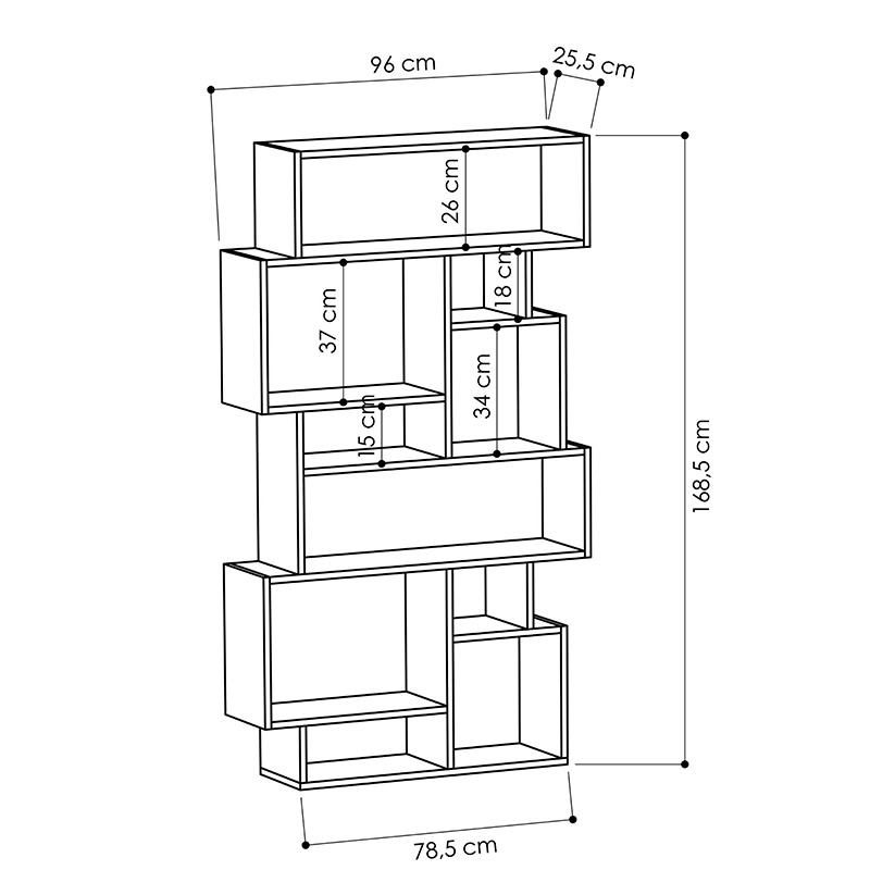 Βιβλιοθήκη Karmato Pakoworld Μόκα 96X25.5X168.5Εκ