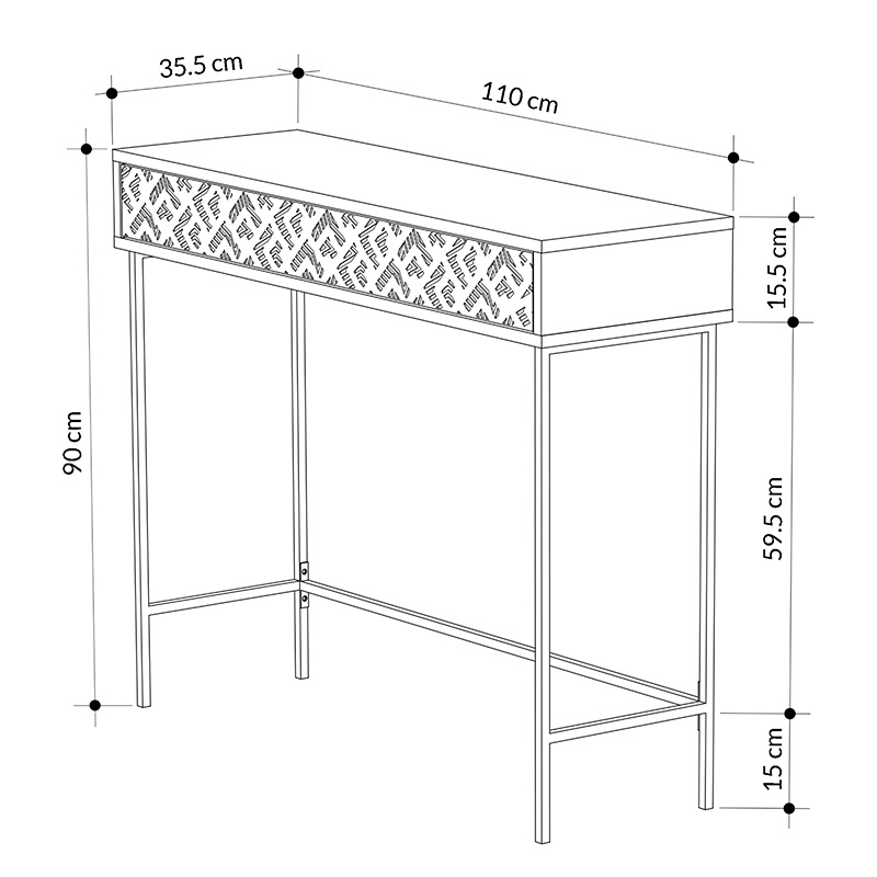 Κονσόλα Elettra Pakoworld Μόκα-Μαύρο 110X35.5X90Εκ