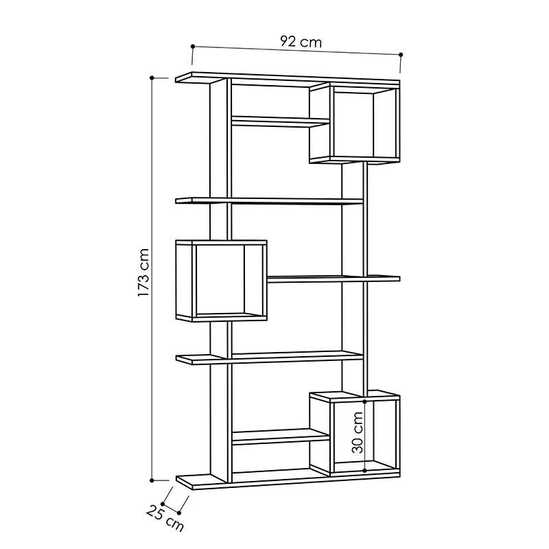 Βιβλιοθήκη Soto Pakoworld Χρώμα Λευκό 92X28X173Εκ