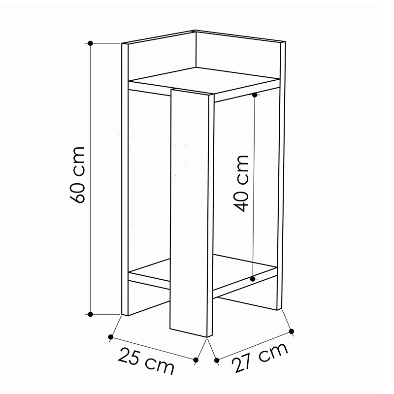 Κομοδίνο Immerse Pakoworld Σετ 2 Τμχ. Λευκό 27X25X60Εκ