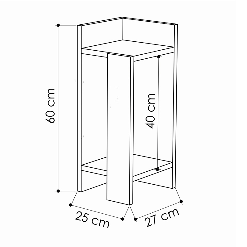 Κομοδίνο Immerse Pakoworld Σετ 2 Τμχ. Oak-Ανθρακί 27X25X60Εκ