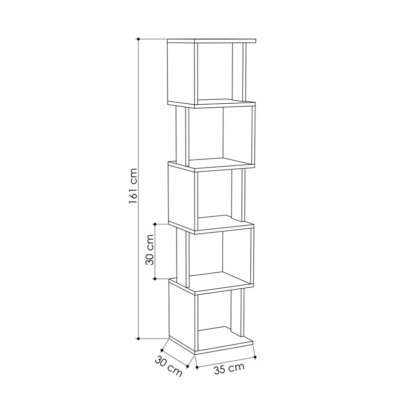 Βιβλιοθήκη - Στήλη Piri Pakoworld Oak Μελαμίνης 35X30X161Εκ