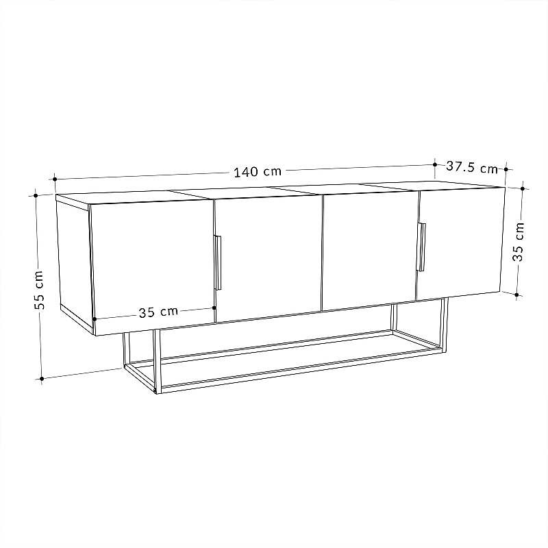 Έπιπλο Τηλεόρασης Tontini Pakoworld Φυσικό-Λευκό 140X37.5X55Εκ