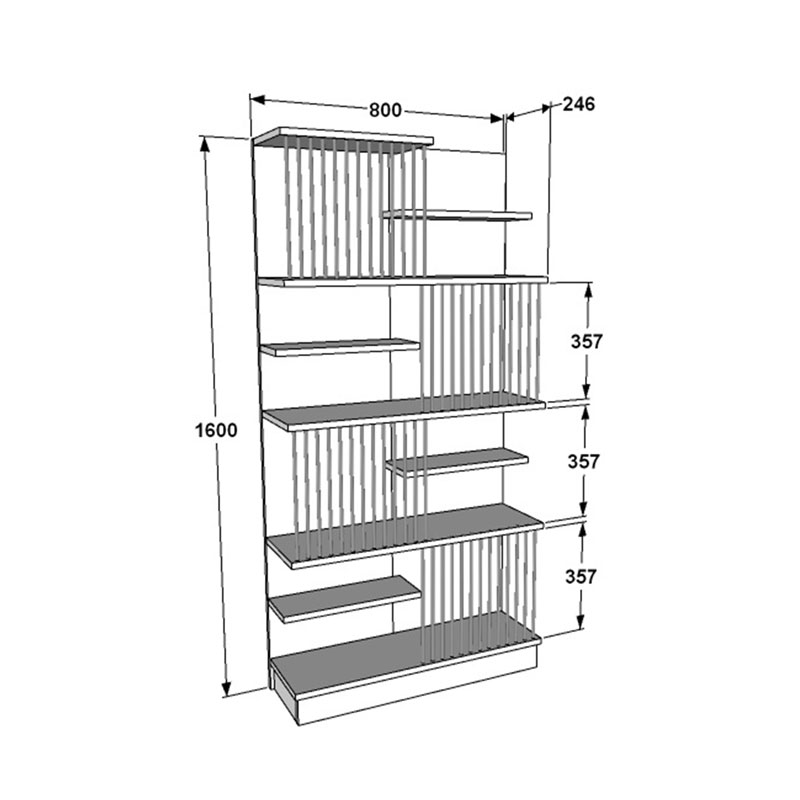 Βιβλιοθήκη Gassim Pakoworld Sonoma-Λευκό 80X26.4X160Εκ