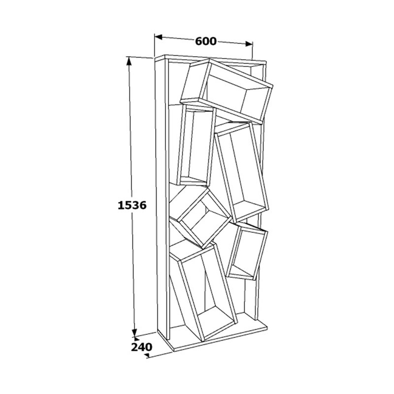 Βιβλιοθήκη Jamey Pakoworld Sonoma-Μαύρο 60X24X153,6Εκ