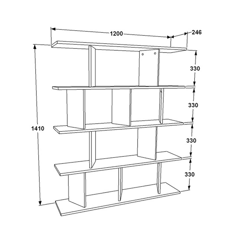 Βιβλιοθήκη Ratu Pakoworld Sonoma-Μαύρο 120X24,6X141Εκ