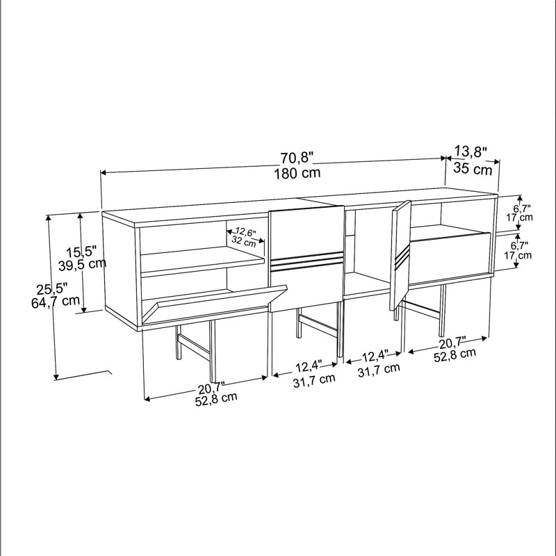 Μπουφές Kevan Pakoworld Εκρού Μαρμάρου-Χρυσό Πόδι 180X35X65Εκ