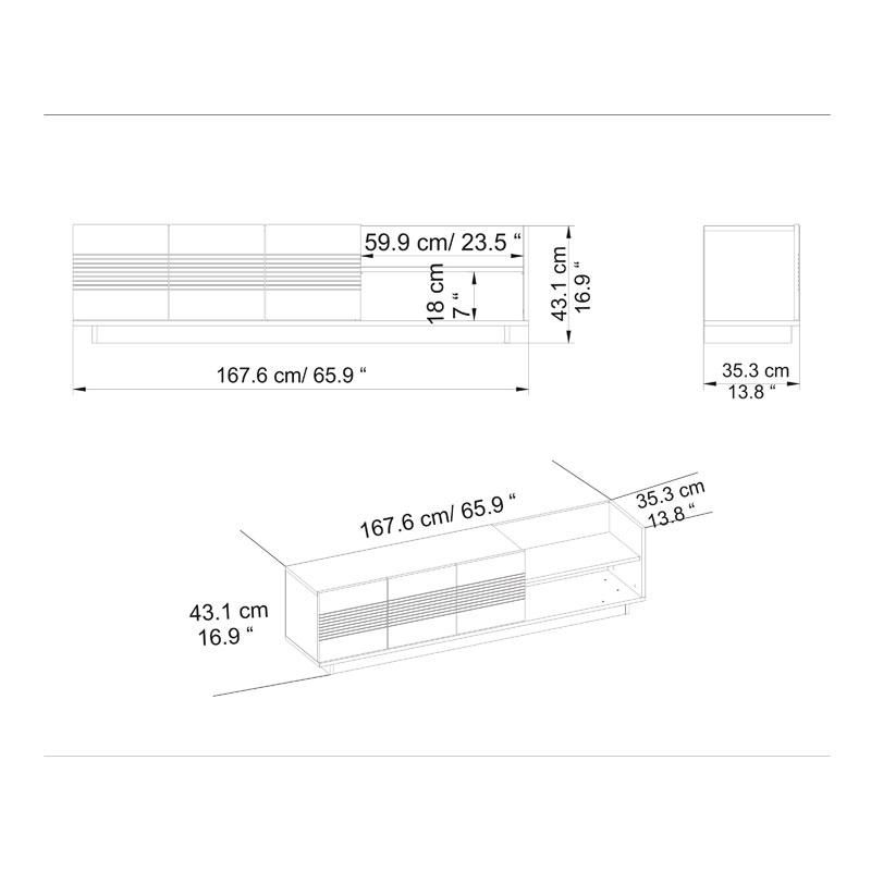 Έπιπλο Τηλεόρασης Floxie Pakoworld Μελαμίνης Λευκό 160X25X35Εκ