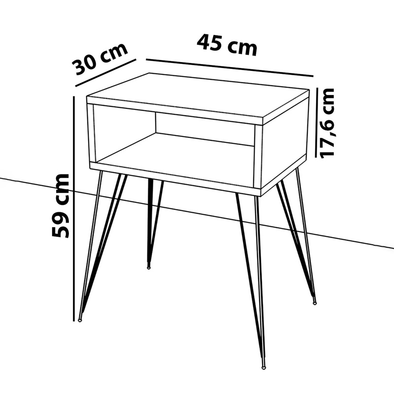 Κομοδίνο Naida Pakoworld Λευκό Μελαμίνης 45X30X59Εκ