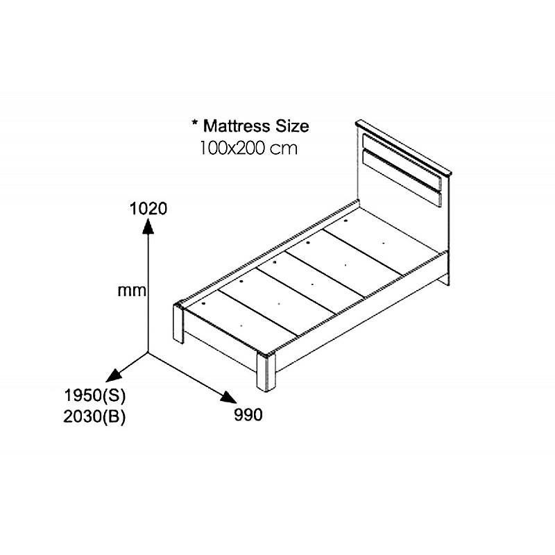 Κρεβάτι Μονό Olympus Pakoworld Σε Χρώμα Wenge 100X200Εκ