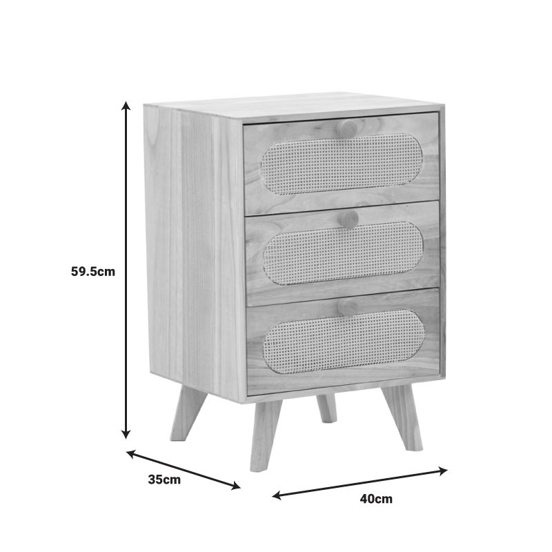 Κομοδίνο Finian Pakoworld Ξύλο Σε Φυσική Απόχρωση 40X35X59.5Εκ