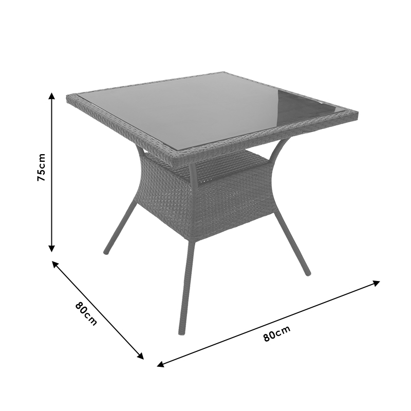 Τραπέζι Laura Pakoworld Μέταλλο-Pe Rattan Φυσικό 80X80X75Εκ