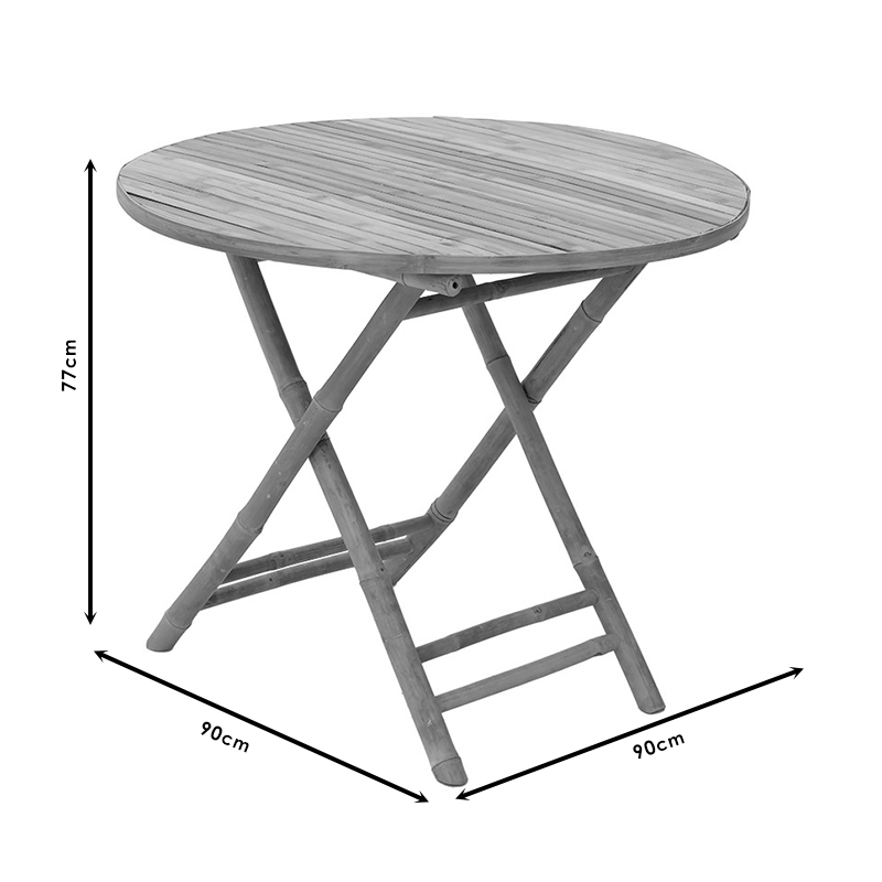 Τραπέζι Obbie Pakoworld Πτυσσόμενο Bamboo Φυσικό Φ90X77Εκ