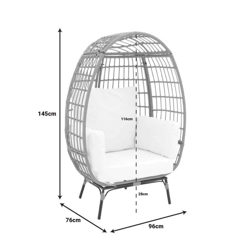 Πολυθρόνα Frox Pakoworld Wicker Rattan Φυσικό-Μεταλλικό Φυσικό-Μαύρο Πόδι-Μπεζ Μαξιλάρι 96X76X145Εκ