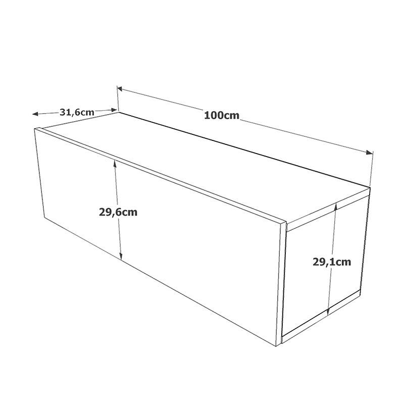 Έπιπλο Τηλεόρασης Επιτοίχιο Serit Pakoworld Λευκό-Oak 100X31,5X29,5Εκ