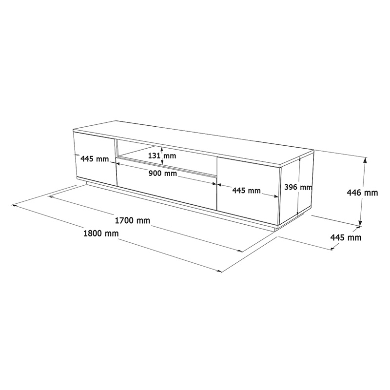 Έπιπλο Τηλεόρασης Soren Pakoworld Sonoma-Ανθρακί 180X.44.5X44.6Εκ