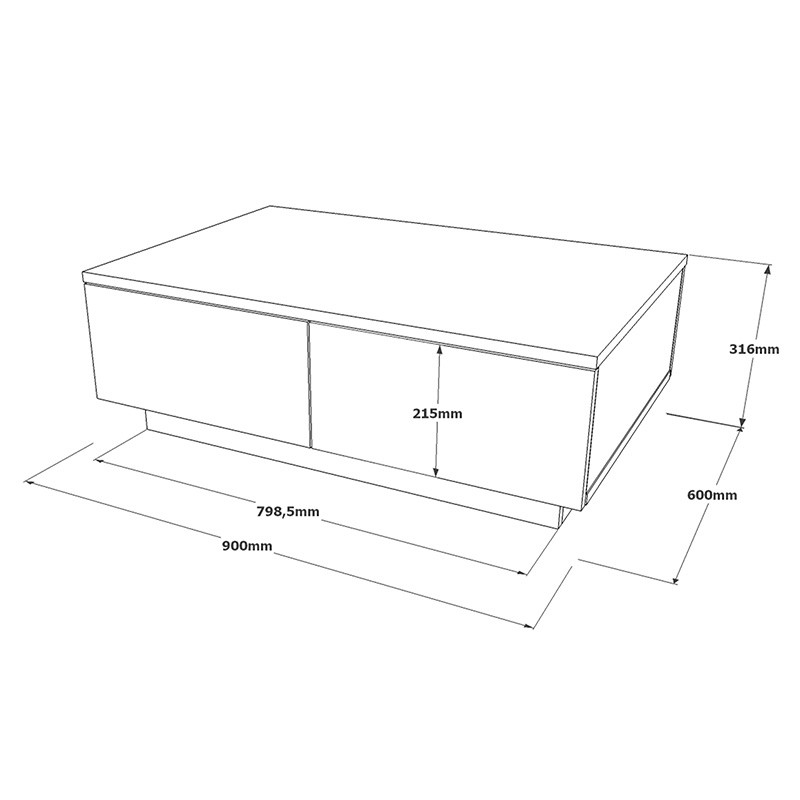 Τραπέζι Σαλονιού Thunder Pakoworld Sonoma-Λευκό 90X60X31.5Εκ