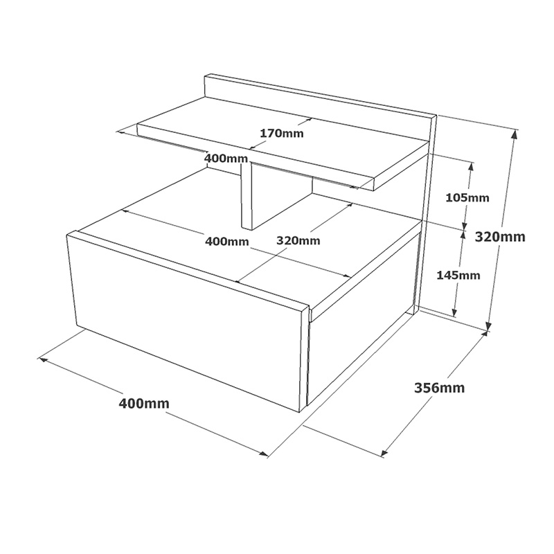 Κομοδίνο Discover Pakoworld Επιτοίχιο Sonoma 40X35.5X32Εκ