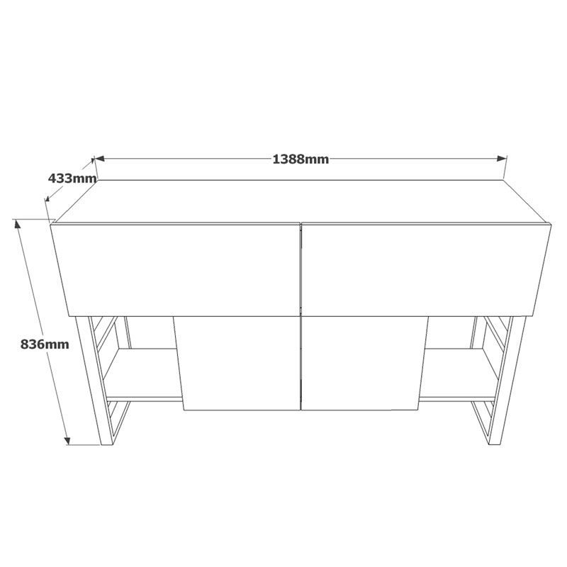 Μπουφές Jaydon Pakoworld Μελαμίνης Φυσικό-Μαύρο 139X43X83.5Εκ