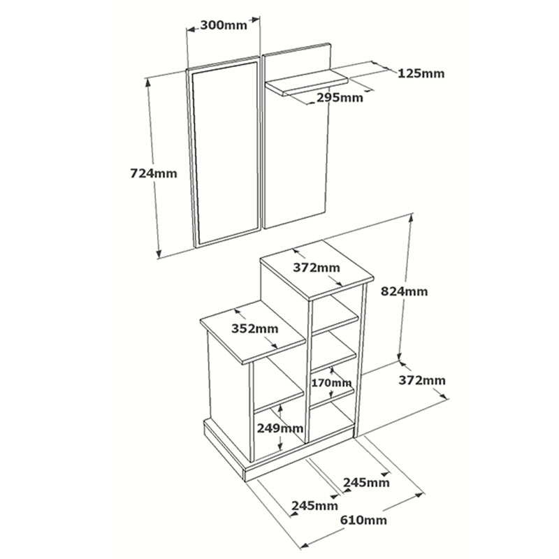 Έπιπλο Εισόδου Wizbo Pakoworld Μελαμίνης Λευκό 61X37X82.5Εκ