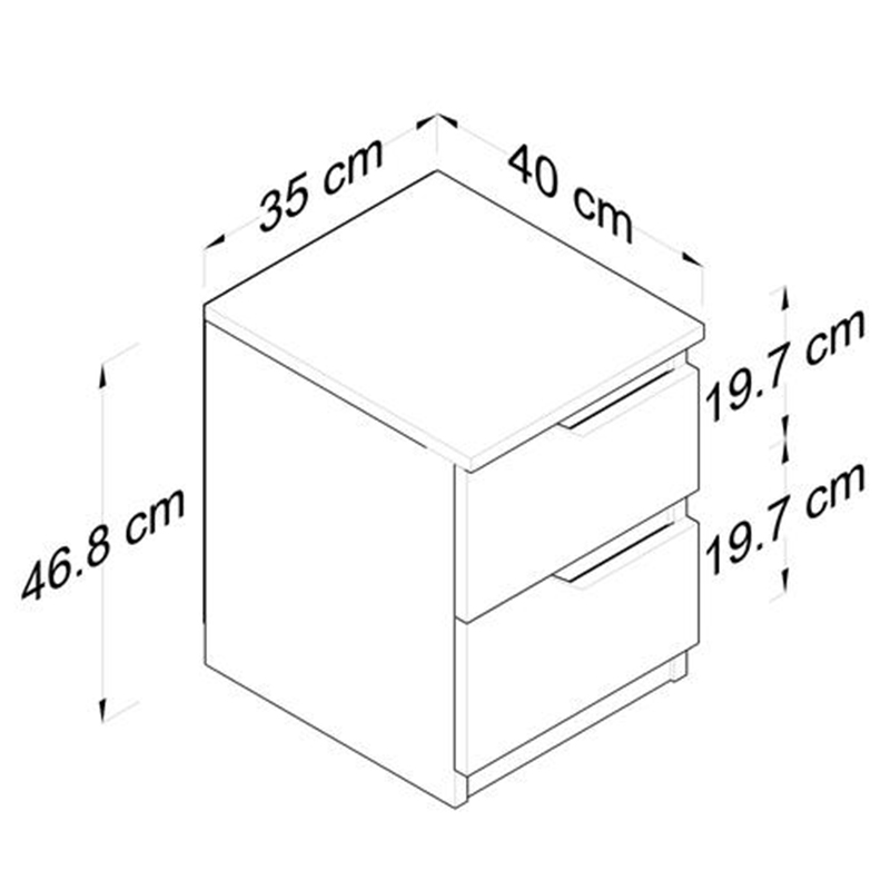 Κομοδίνο Verena Pakoworld Λευκό-Καρυδί 35X40X47Εκ