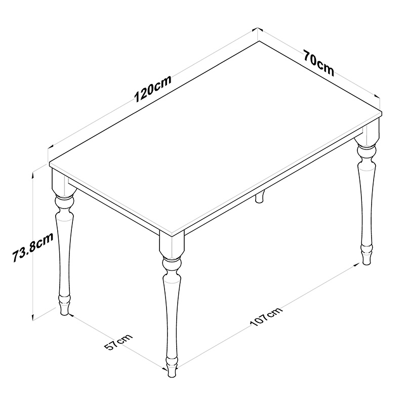 Τραπέζι Rosette Pakoworld Καρυδί-Ανθρακί 120X70X73.8Εκ