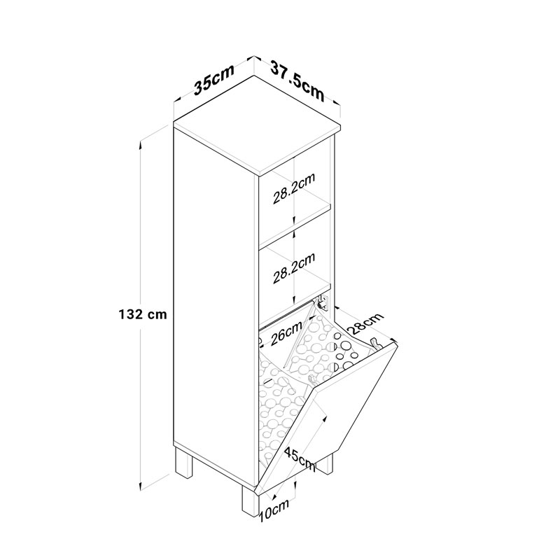 Ντουλάπι-Στήλη Μπάνιου Zana Pakoworld Λευκό 35X37.5X132Εκ