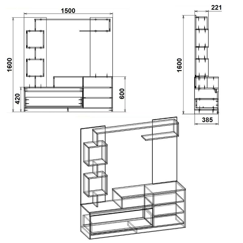 Σύνθετο Σαλονιού Aiden Pakoworld Sonoma-Λευκό 150X38.5X160Εκ