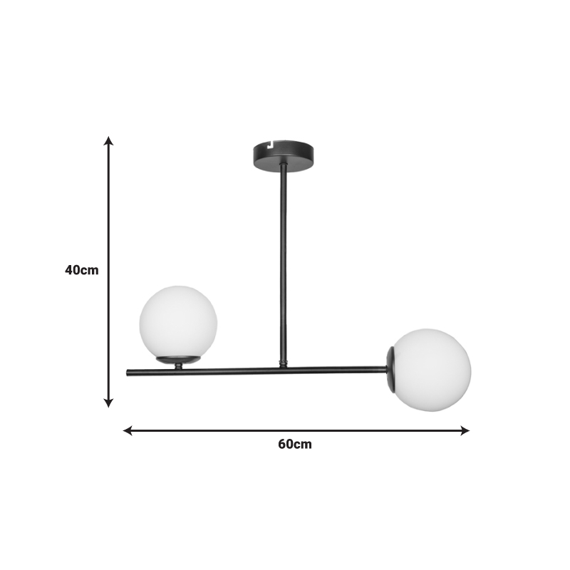 Φωτιστικό Οροφής Δίφωτο Opedro Pakoworld E27 Μαύρο Μέταλλο 60X30X40Εκ