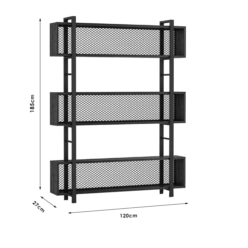 Βιβλιοθήκη Fifer Pakoworld Καρυδί-Μαύρο 120X27X185Εκ