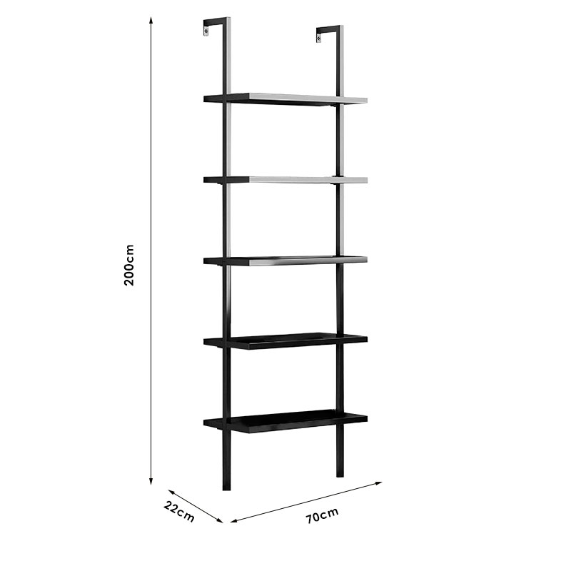 Βιβλιοθήκη Harris Pakoworld Μαύρο 70X22X200Εκ