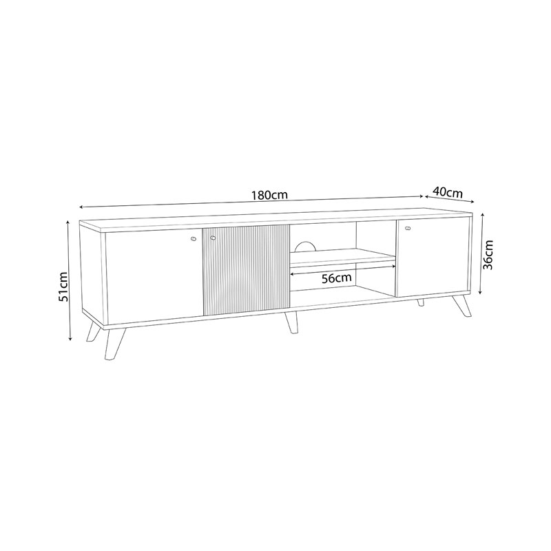 Έπιπλο Τηλεόρασης Flipter Pakoworld Μελαμίνης Sonoma-Μαύρο 180X40X51Εκ