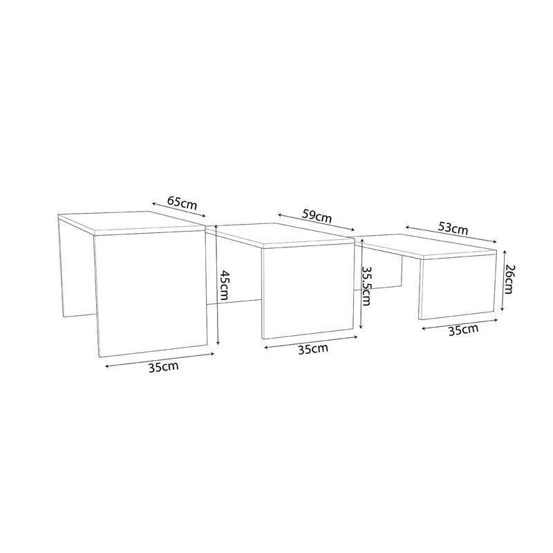 Τραπέζι Σαλονιού Alteo Pakoworld Μελαμίνης Oak-Λευκό 65X45X35Εκ