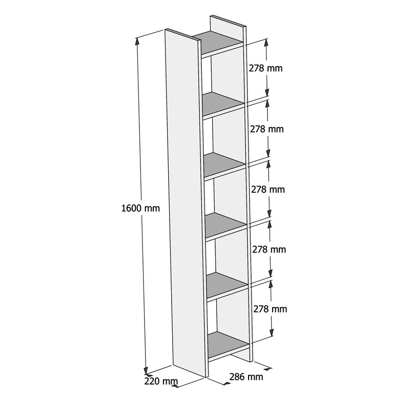 Βιβλιοθήκη Darco Pakoworld Μελαμίνης Oak-Λευκό 28.6X22X160Εκ