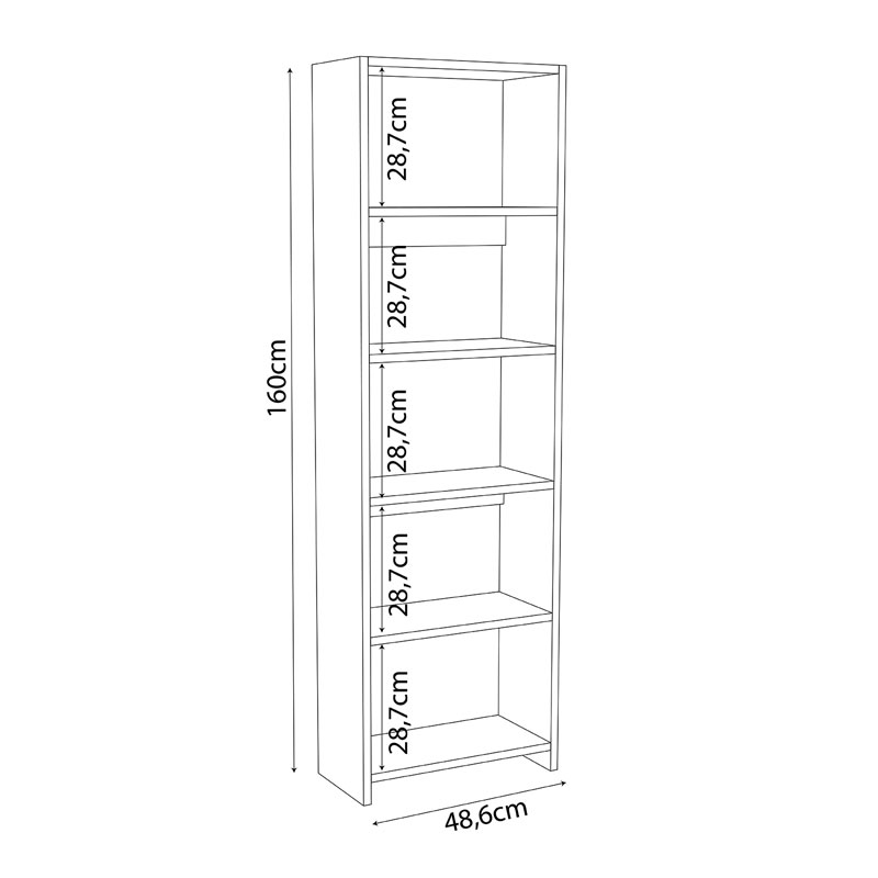 Βιβλιοθήκη Robelo Pakoworld Μελαμίνης Oak 48.6X22X160Εκ