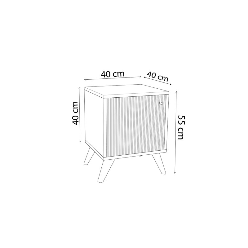 Κομοδίνο Flipter Pakoworld Μελαμίνης Oak-Μαύρο 40X40X55Εκ