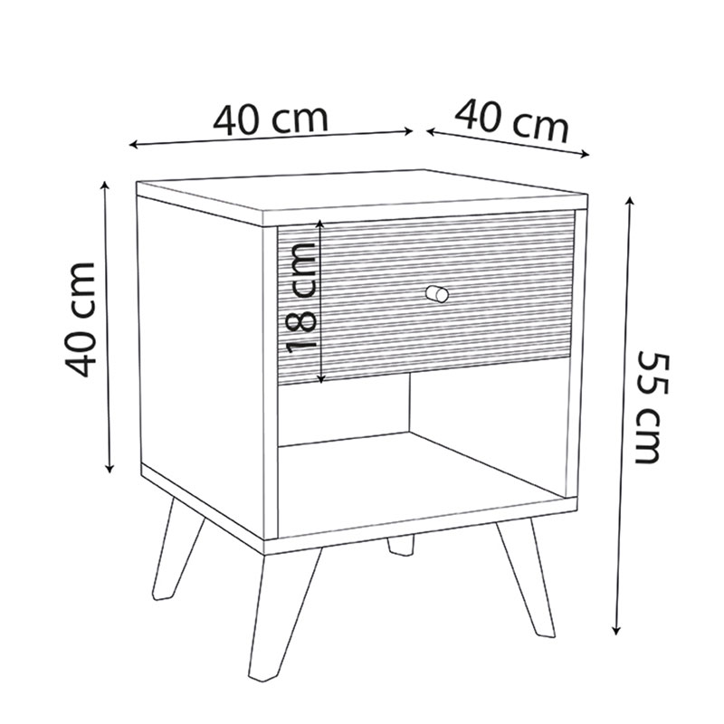 Κομοδίνο Flipter Pakoworld Μελαμίνης Μαύρο-Oak 40X40X55Εκ