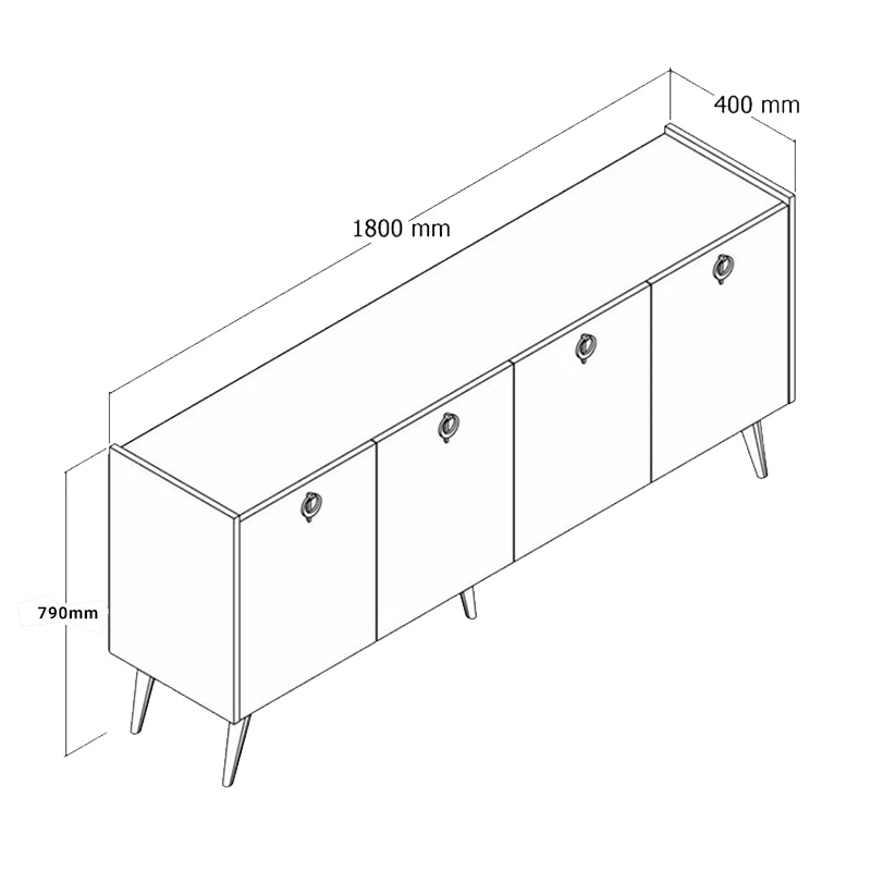 Μπουφές Jeslie Pakoworld Μελαμίνης Oak-Ανθρακί 180X40X79Εκ