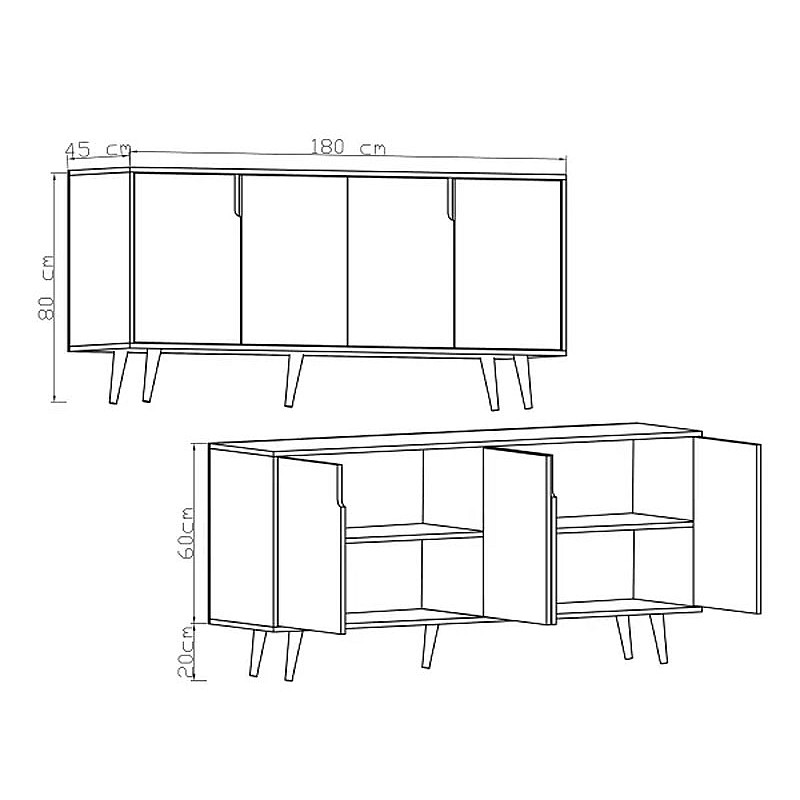 Μπουφές Sennan Pakoworld Μελαμίνης Oak 180X45X80Εκ