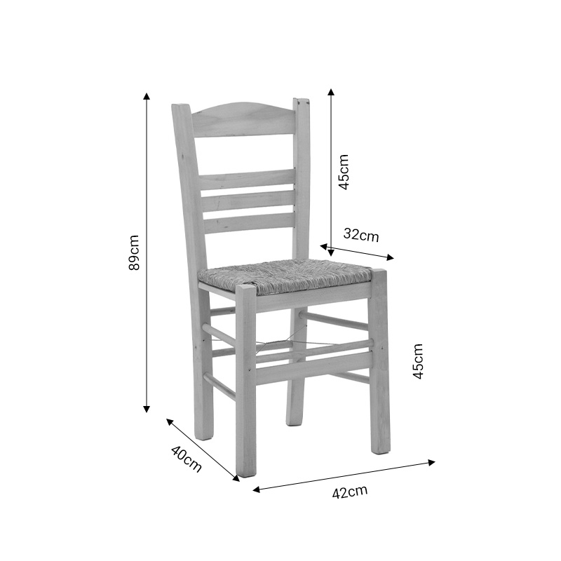 Καρέκλα Καφενείου Με Ψάθα Ronson-Charchie Pakoworld Άβαφο Ξύλο 42X40X89Εκ