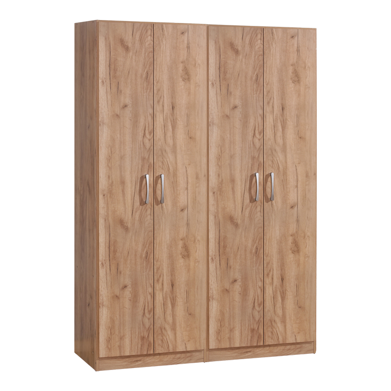 Ντουλάπα Ρούχων Τετράφυλλη Jonar I Pakoworld Χρώμα Oak 120X42X180Εκ