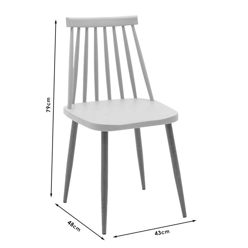 Καρέκλα Aurora Pakoworld Pp Γκρι-Φυσικό Πόδι 43X48X79Εκ.