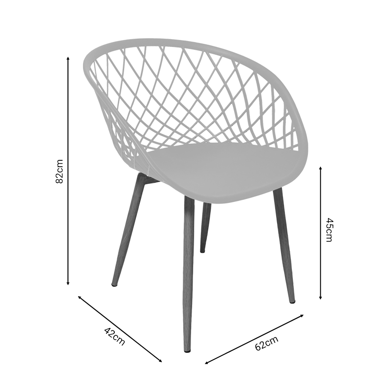 Πολυρόνα Ezra Pakoworld Λευκό Pp-Πόδι Μαύρο Μέταλλο 62X42X82Εκ