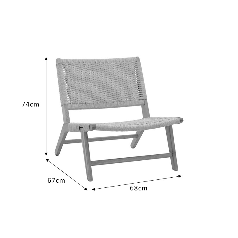 Πολυθρόνα Filippo Pakoworld Ξύλο Οξιάς Φυσικό-Έδρα Χρώμα Φυσικό Σχοινί 68X72X74Εκ