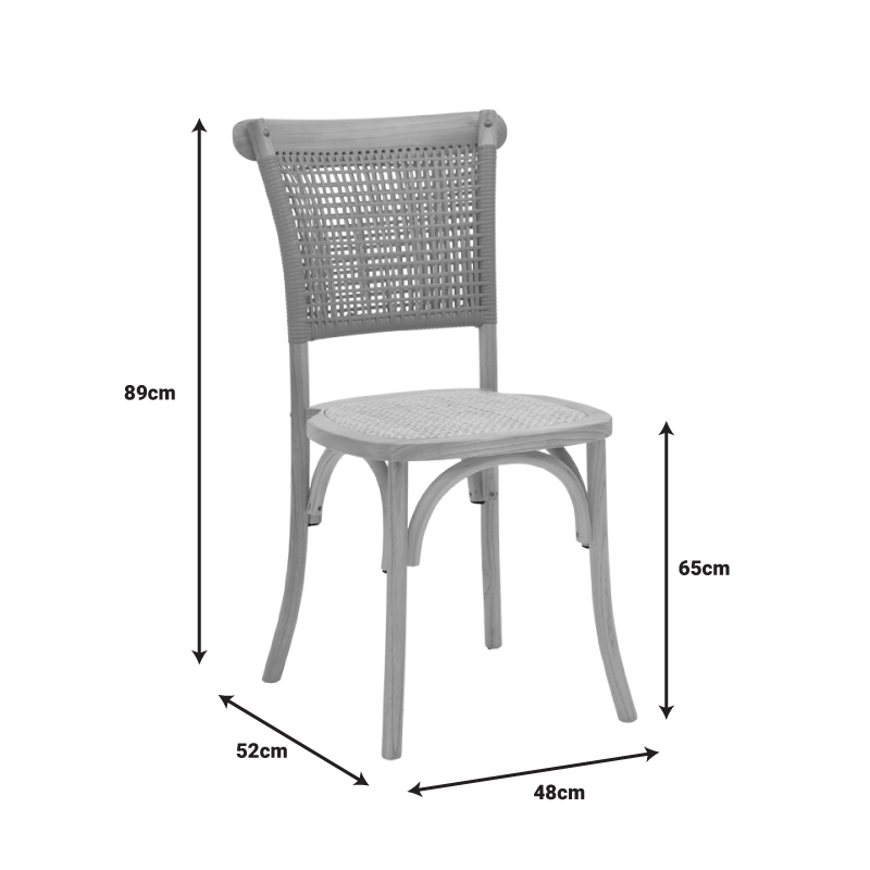 Καρέκλα Karley Pakoworld Φυσικό Ξύλο Οξιάς-Έδρα Φυσικό Rattan 48X52X89Εκ